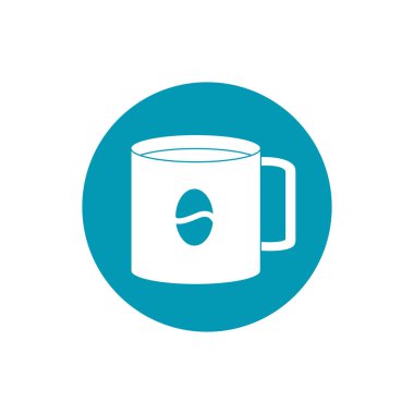 drinks coffee cup with bean emblem blue block style icon