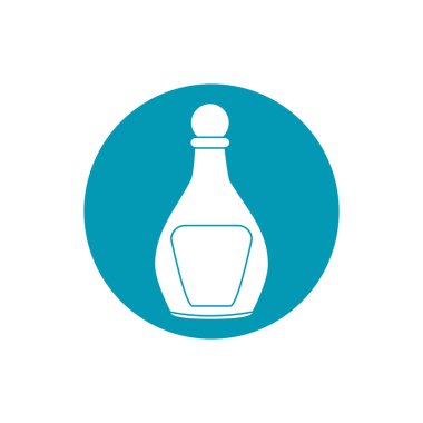 drinks liquor glass bottle with lid blue block style icon