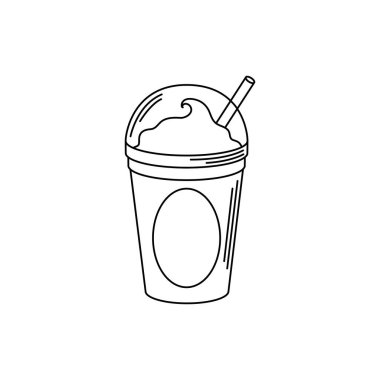 drinks frappe for takeaway cold with straw line style icon