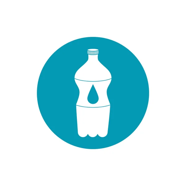 Bevande bottiglia di plastica acqua fredda fresco liquido blu blocco stile icona — Vettoriale Stock