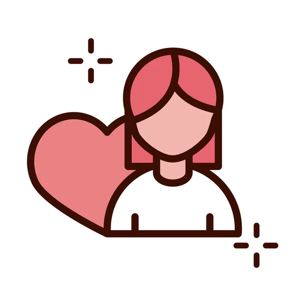 Mothers day, portrait woman heart love adorable line and fill style icon — Wektor stockowy