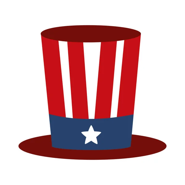 День памяти флаг украшение верхней шляпы американского празднования икона плоский стиль — стоковый вектор