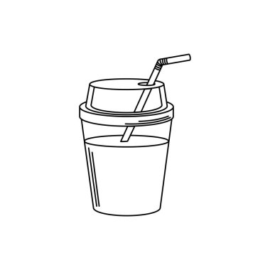 drinks cold refresh plastic cup with straw line style icon