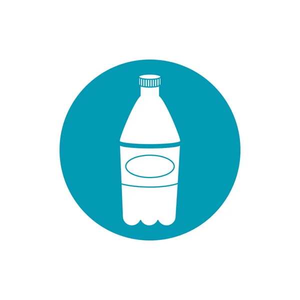 Bebidas refrigerante garrafa de plástico refresco azul ícone de estilo bloco —  Vetores de Stock