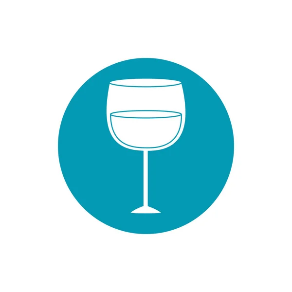 Bebidas vinho copo de vidro bebida celebração azul bloco estilo ícone — Vetor de Stock
