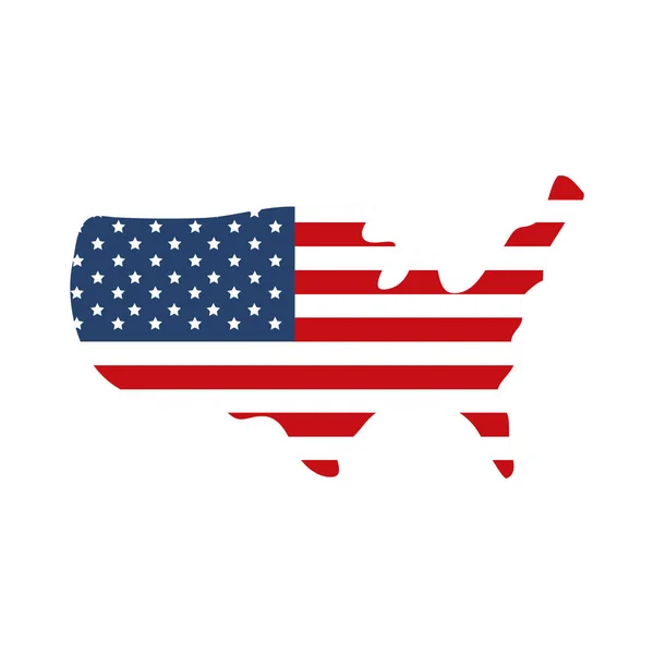 Memorial day flag and map american celebration flat style icon — ストックベクタ