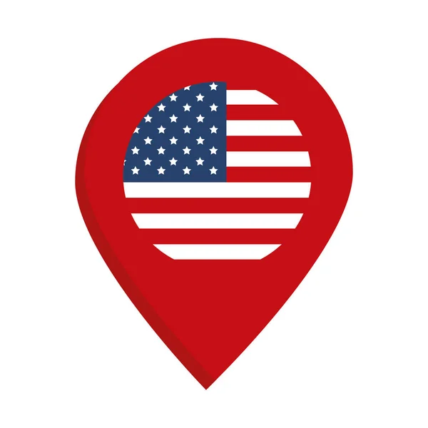 Memorial day location pointer flag american celebration flat style icon — Stock vektor