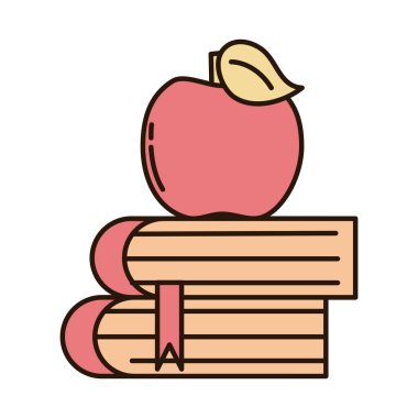 school education apple on books supply line and fill style icon
