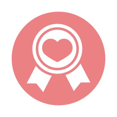 mothers day, medal award with heart love block style icon