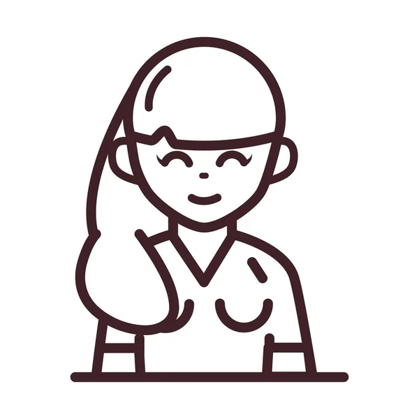 Avatar woman female character portrait cartoon line style icon — Stockvektor