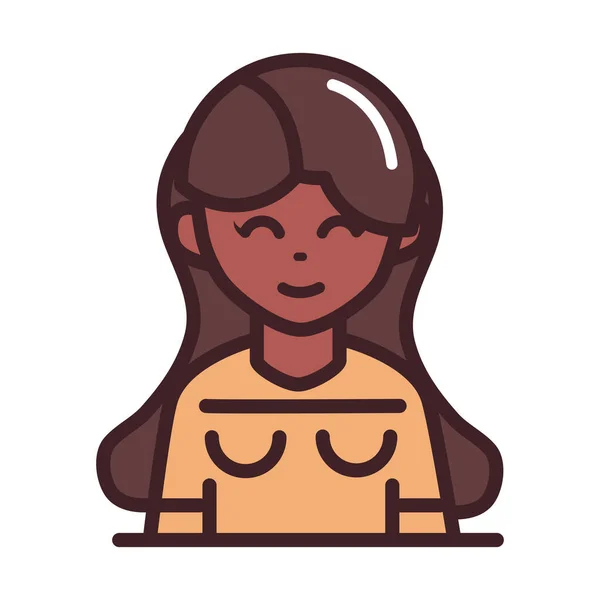 Avatar femme personnage féminin portrait dessin animé ligne et remplir l'icône de style — Image vectorielle