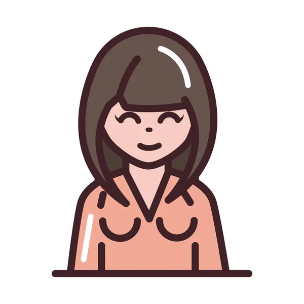 Avatar woman female character portrait cartoon line and fill style icon — Stockvector