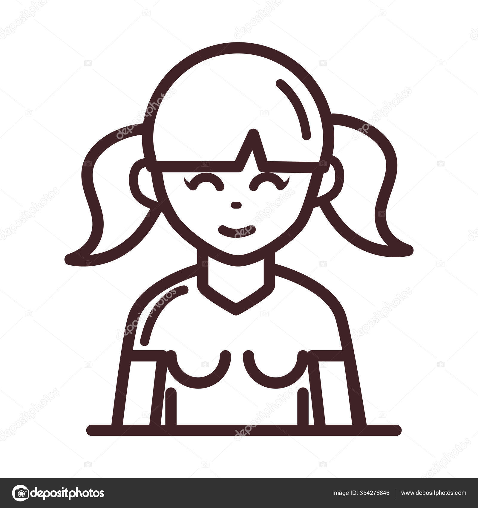 Mujer avatar personaje femenino retrato línea de dibujos animados estilo  icono vector, gráfico vectorial © stockgiu imagen #354276846