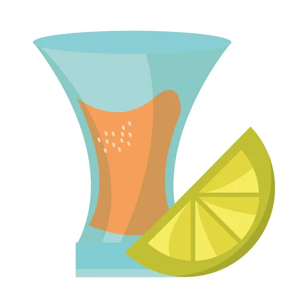 Cinco de mayo tequila shot mit Zitronenscheibe — Stockvektor
