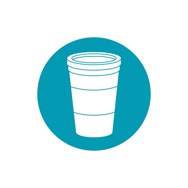 Drinks disposable paper cup for takeaway blue block style icon — Stock Vector