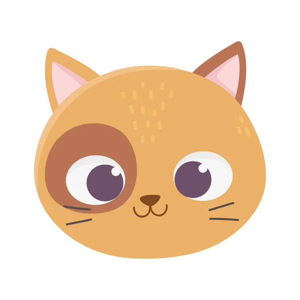 Cute cat face feline cartoon animal icon — ストックベクタ