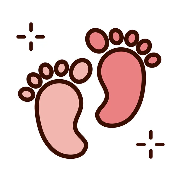 Muttertag, Fußabdruck Babydekoration Linie und füllen Stil-Symbol — Stockvektor