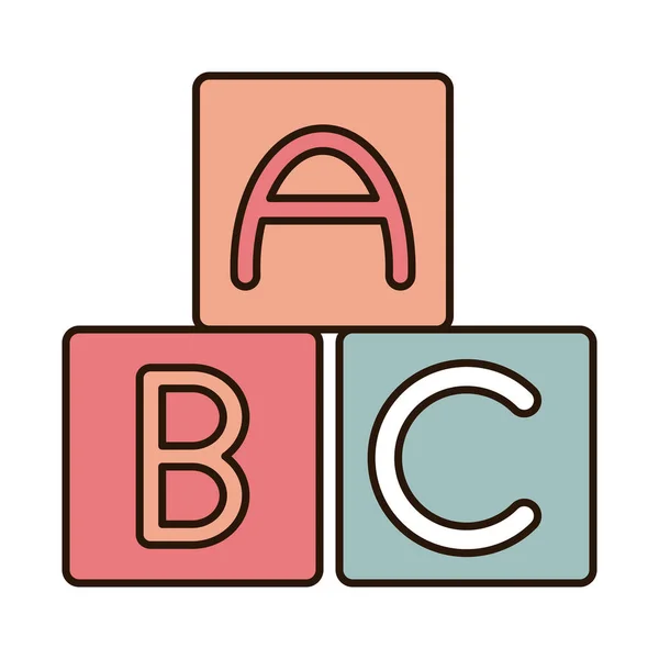 Szkolnej edukacji alfabetu abc bloki linii zasilającej i wypełnić ikonę stylu — Wektor stockowy