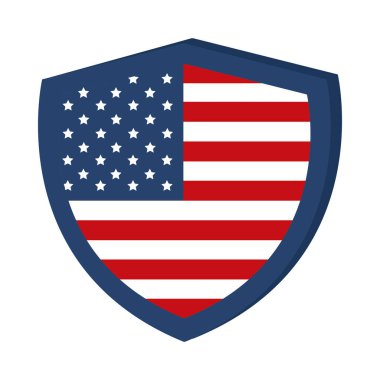 Anma Günü Kalkanı bayrağı. Amerikan kutlama düz stil ikonu.