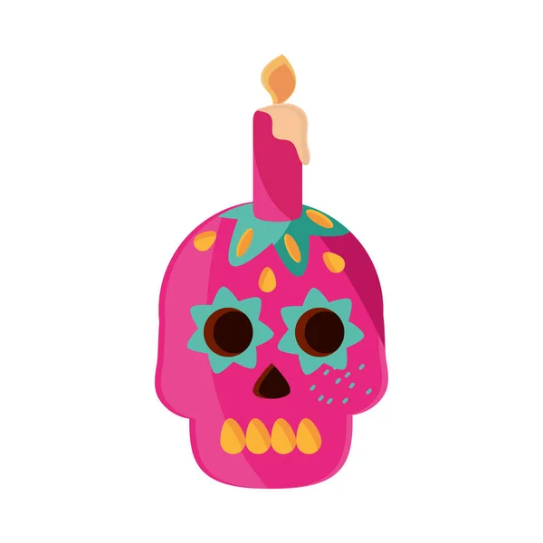 May 5 skull catrina with candle — Stock Vector