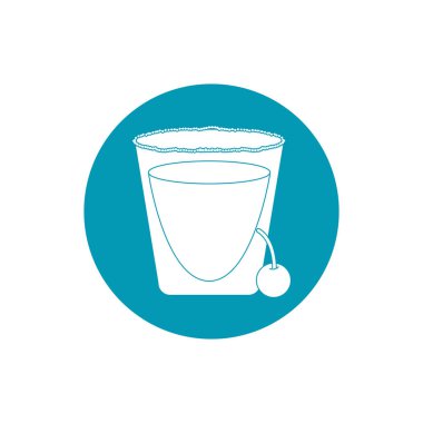 Tuzlu ve kirazlı cam bardak içecekler mavi blok ikonu