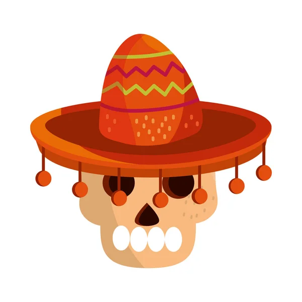 Cinco de mayo cráneo con sombrero tradicional — Vector de stock