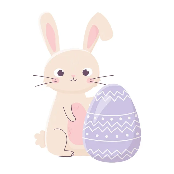 Счастливый пасхальный милый кролик с яйцом украшения празднование — стоковый вектор