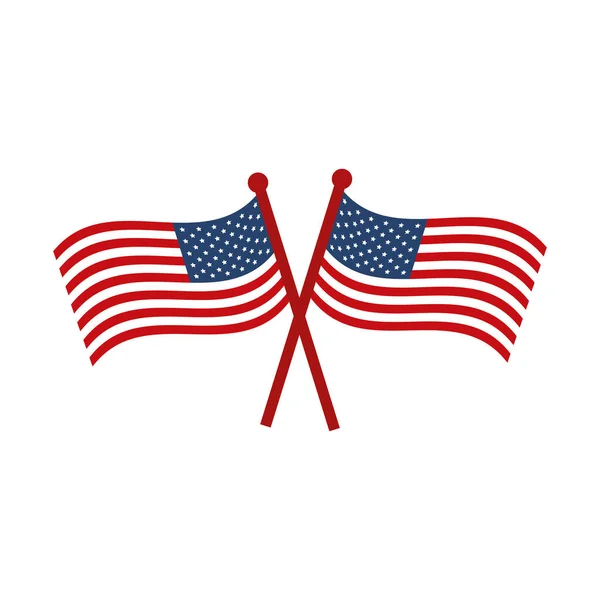 Ημέρα μνήμης διέσχισε σημαίες εθνική αμερικανική γιορτή επίπεδη στυλ εικονίδιο — Διανυσματικό Αρχείο