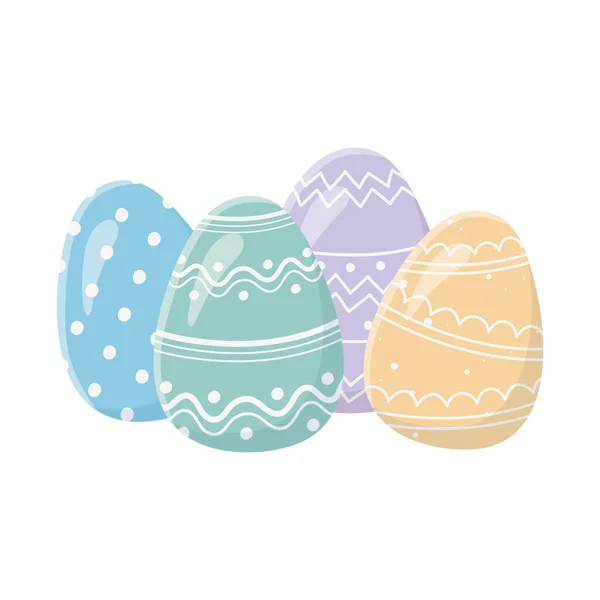 Feliz día de Pascua tarjeta de felicitación huevos decorativos de colores — Vector de stock
