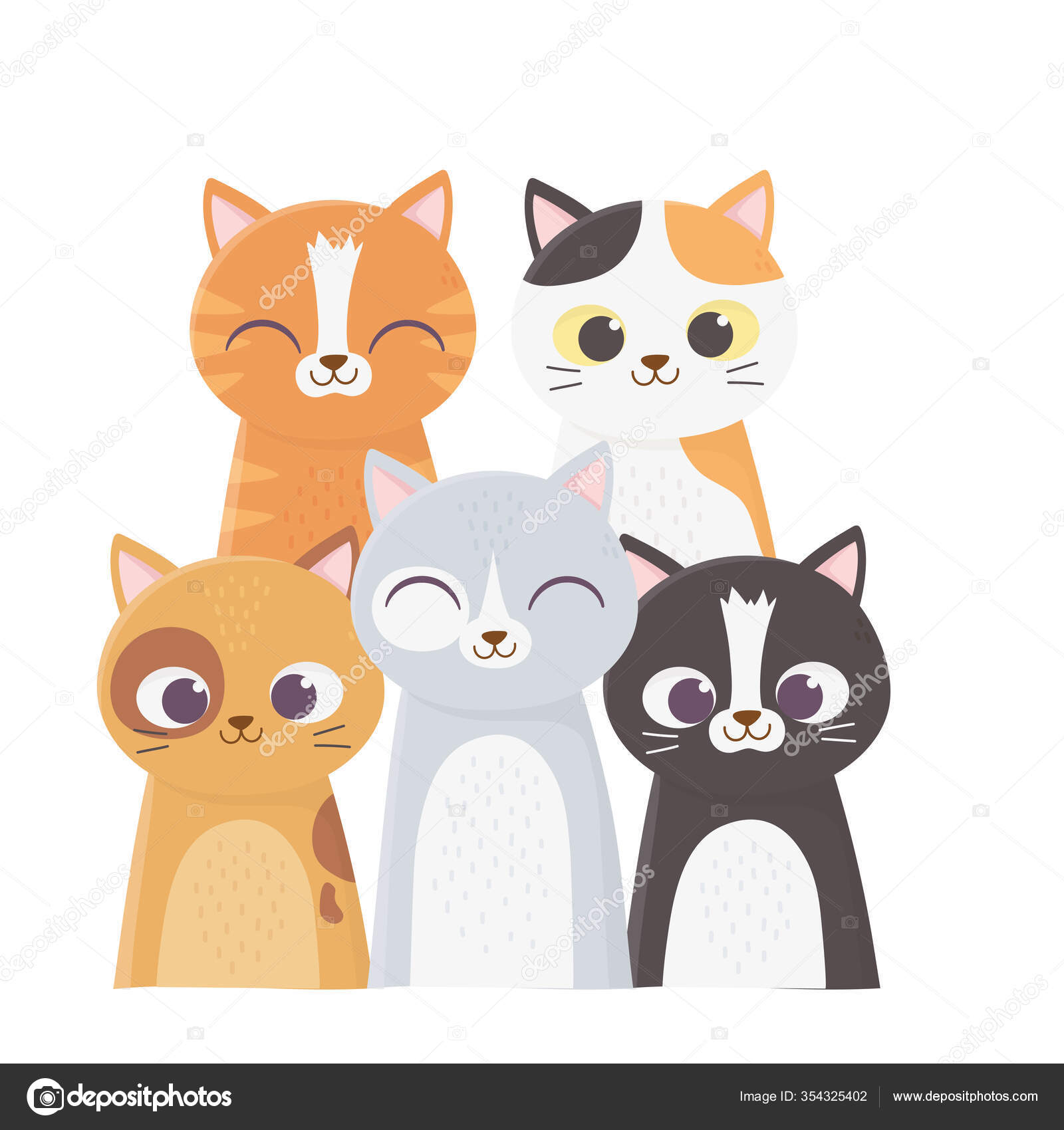 Gatos me fazer feliz, muitos gatos desenhos animados de raça diferente  imagem vetorial de stockgiu© 354325402