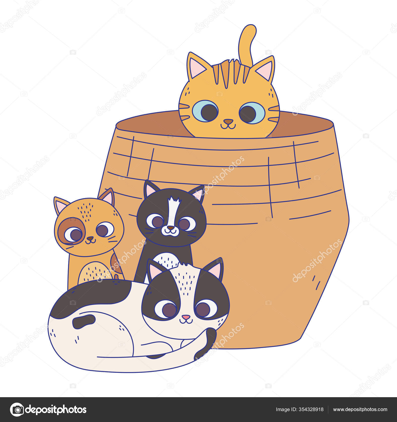 Desenho Animado De Gato. Vetor De Clipart De Gatos Ilustração do