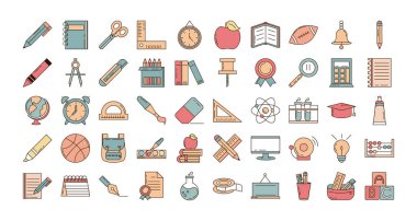 okul eğitimi arz kırtasiyesi simgelerini öğren satır belirle ve biçim simgesini doldur