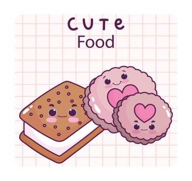 cute food ice cream cookies and biscuits sweet dessert pastry cartoon