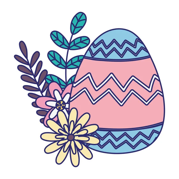 Heureux jour de Pâques, rose et bleu décoration fowers feuillage feuilles — Image vectorielle