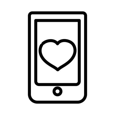 happy valentines day, smartphone application heart love romance icon thick line