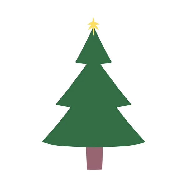 Kerstboom met sterdecoratie — Stockvector