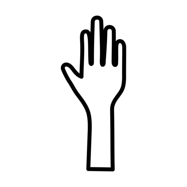Levantado mano humana abierta stop gesto icono — Vector de stock