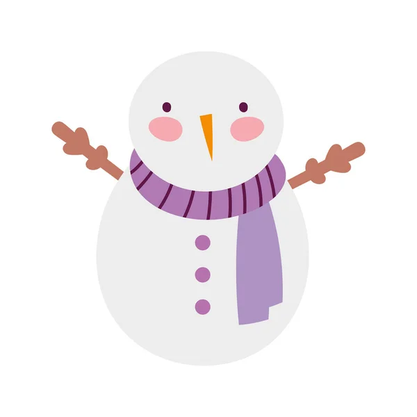 Merry christmas celebration snowman with scarf — Stock vektor