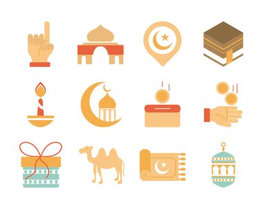 ramadan arabic islamic celebration icon set tone color icon