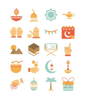 ramadan arabic islamic celebration icon set tone color icon