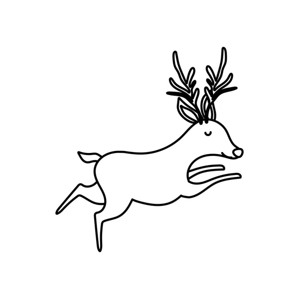 Icono de bosque animal de renos sobre fondo blanco línea gruesa — Vector de stock