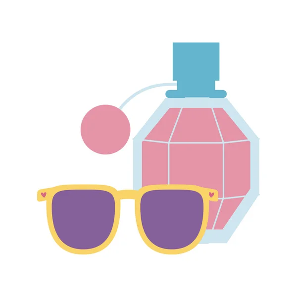 Fragrance and sunglasses icon on white background — Stock Vector