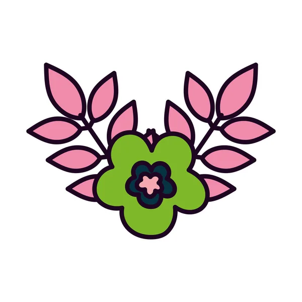 Green flower leaves foliage nature decoration icon — Stok Vektör