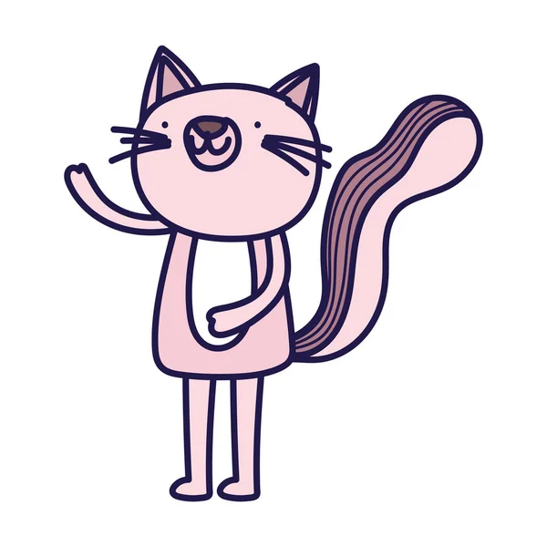 Gatto rosa felino cartone animato su sfondo bianco — Vettoriale Stock