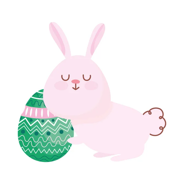 Happy easter, cute rabbit with egg decoration ornament — Stockvektor