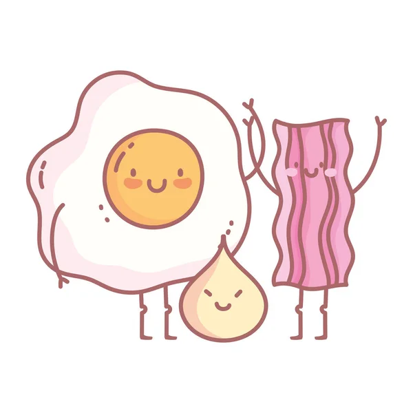 Smažené vejce slanina a sušenky menu restaurace roztomilé jídlo — Stockový vektor