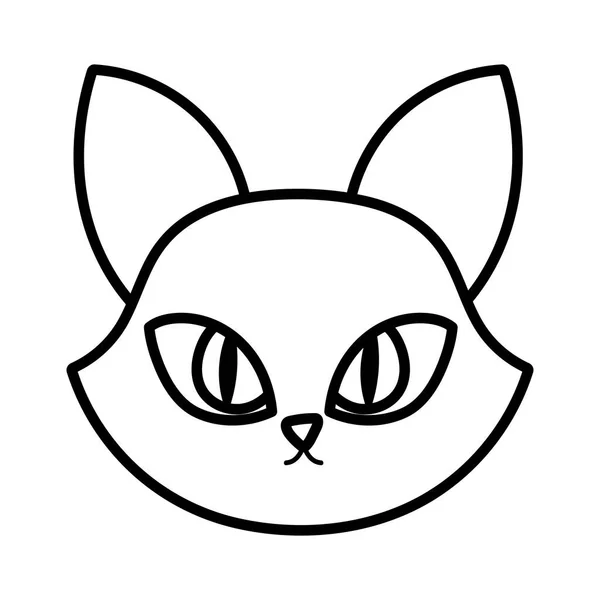 Gato cabeça personagem animal ícone linha estilo — Vetor de Stock