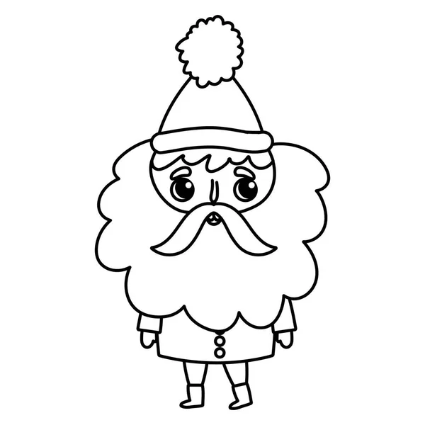Roztomilý Santa Claus charakter šťastný Vánoce tlustá čára — Stockový vektor