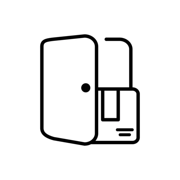 Porta aberta caixa de papelão entrega ícone linha grossa — Vetor de Stock
