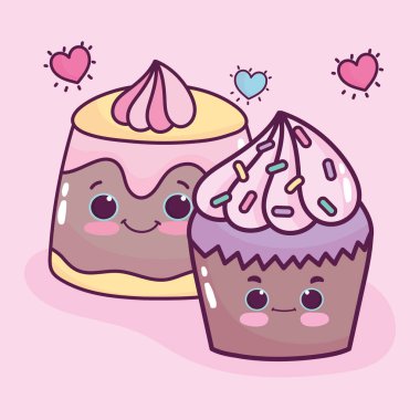 food cute dessert cupcake and jelly cream cartoon